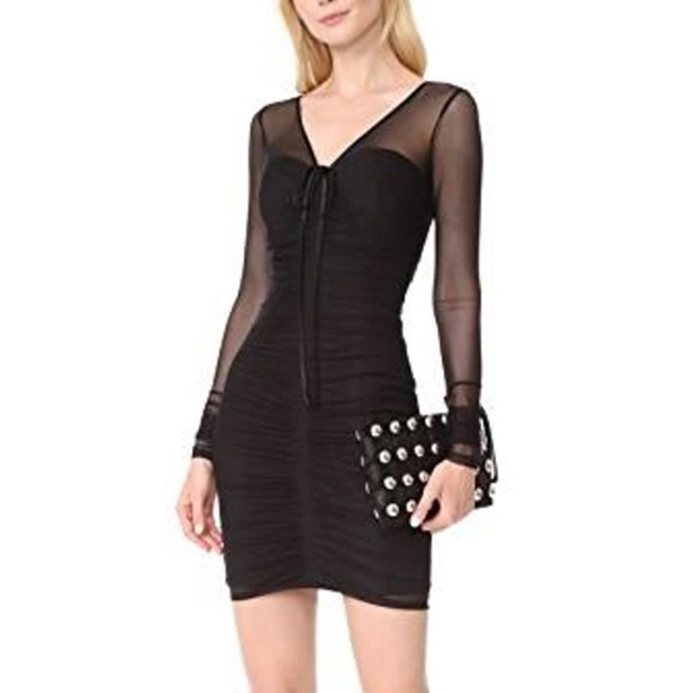 Cinq a Sept Black Sheer Sleeve mini Dress size 8